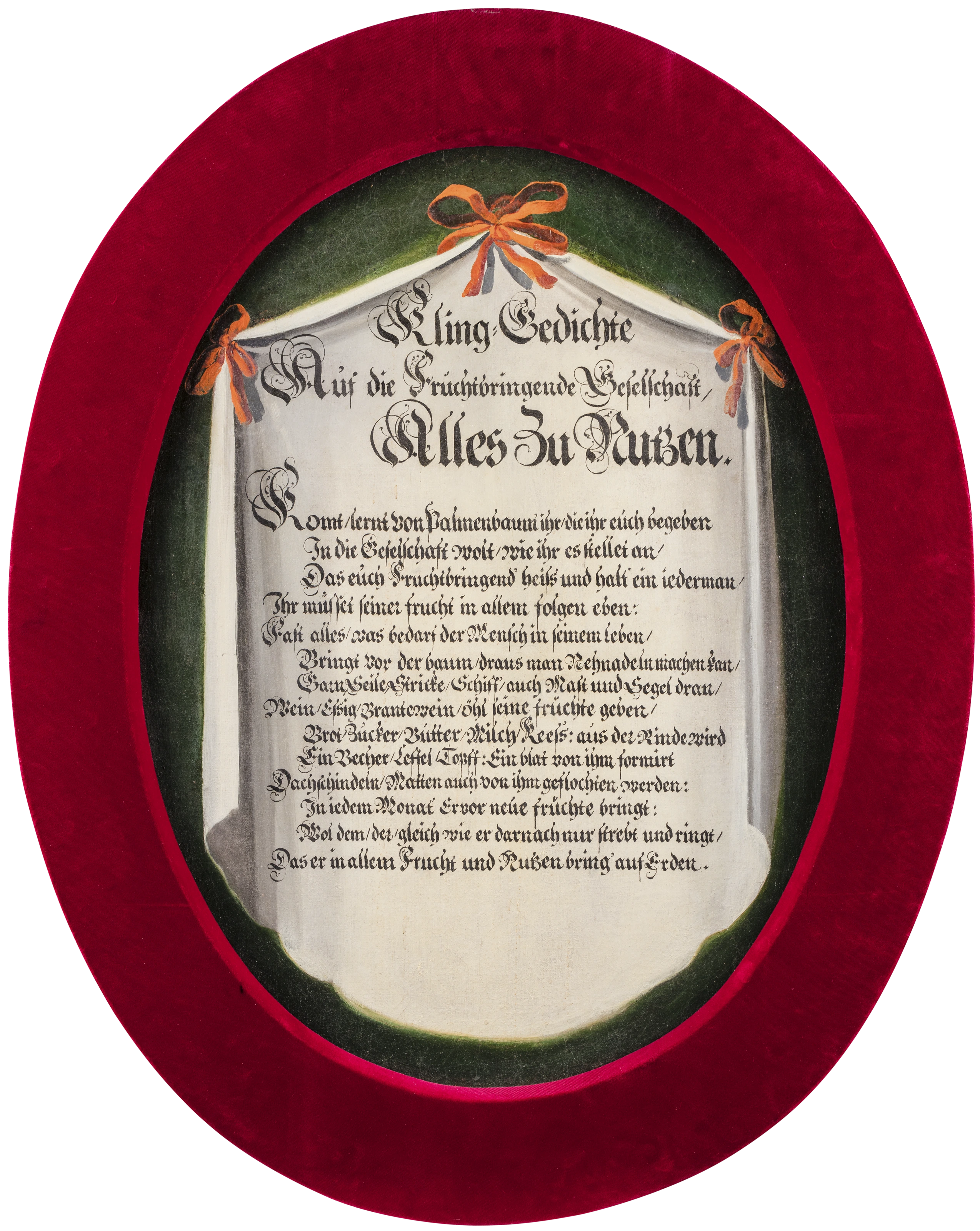 Rückseite des Wappenschildes mit „Kling-Gedichte“