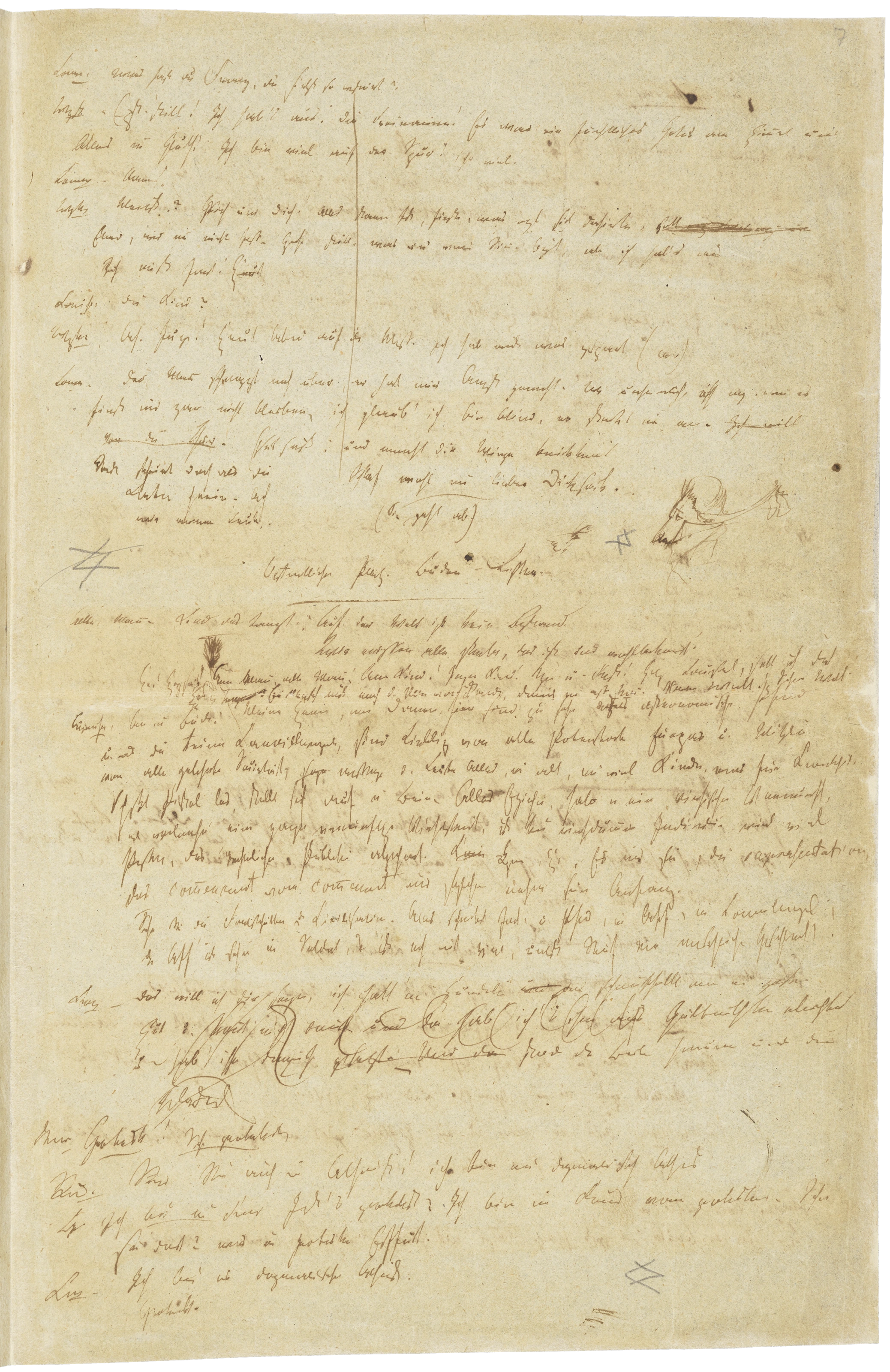 Foliohandschrift III, 3 mit Szenen: Die Stadt. Louise. Magreth. Tambourmajor / Oeffentlicher Platz. Buden. Lichter
