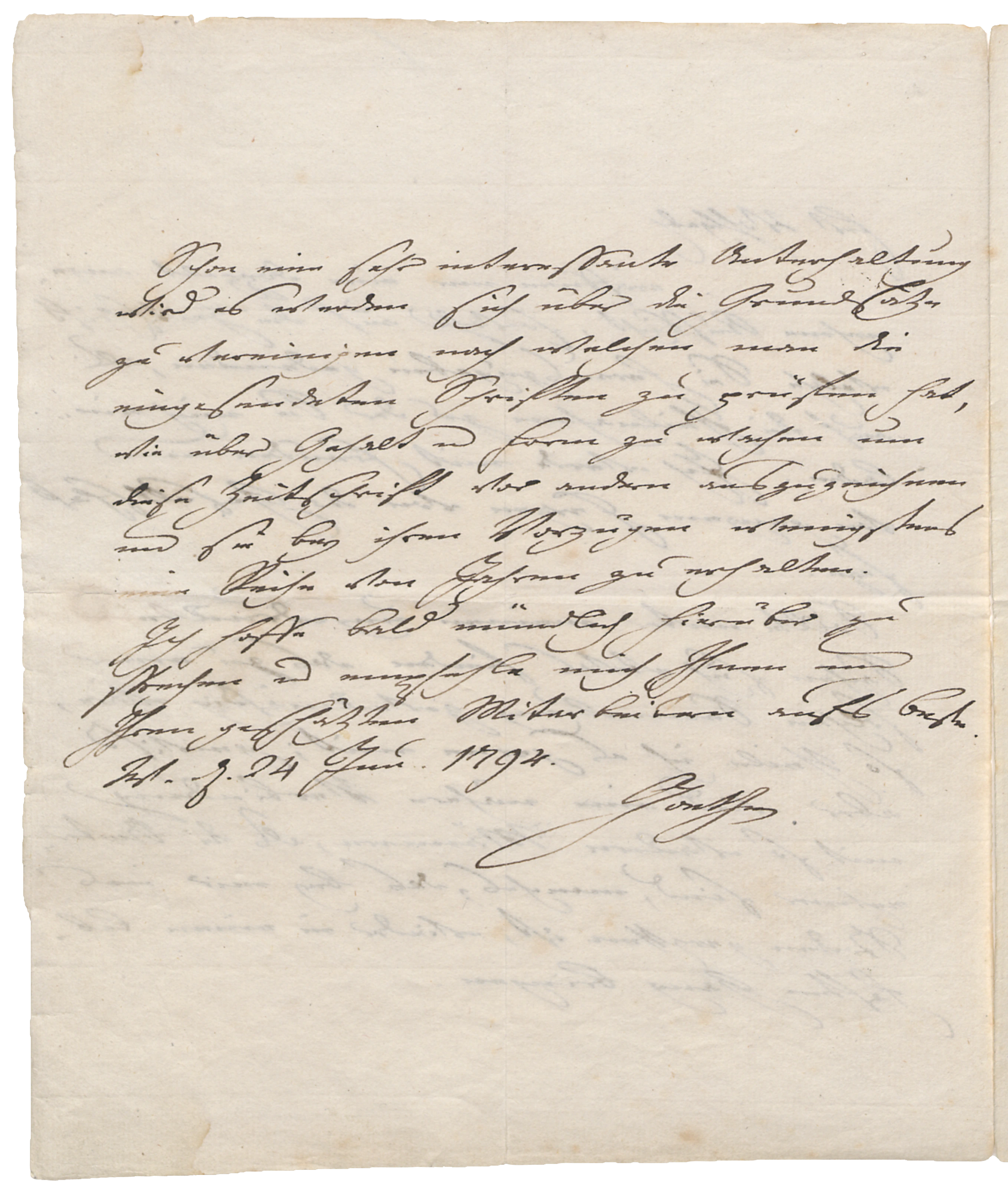Goethes Antwort auf Schillers ersten Brief, 24. Juni 1794 (Seite 2)