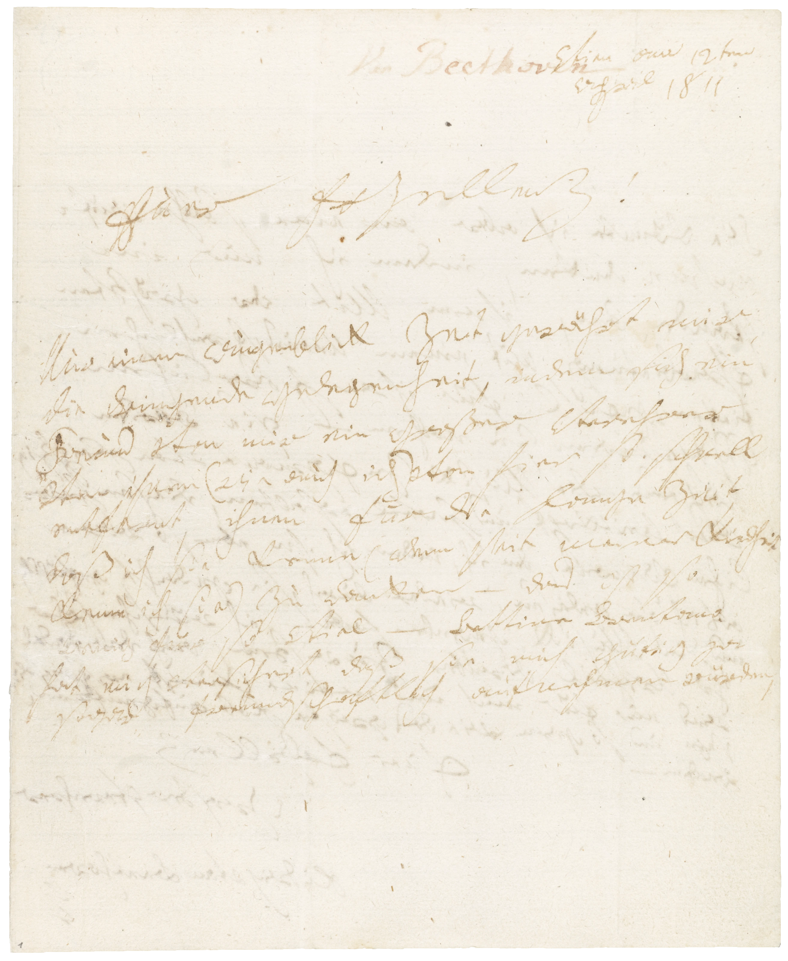Brief Beethovens an Goethe, 12. April 1811 (Seite 1)