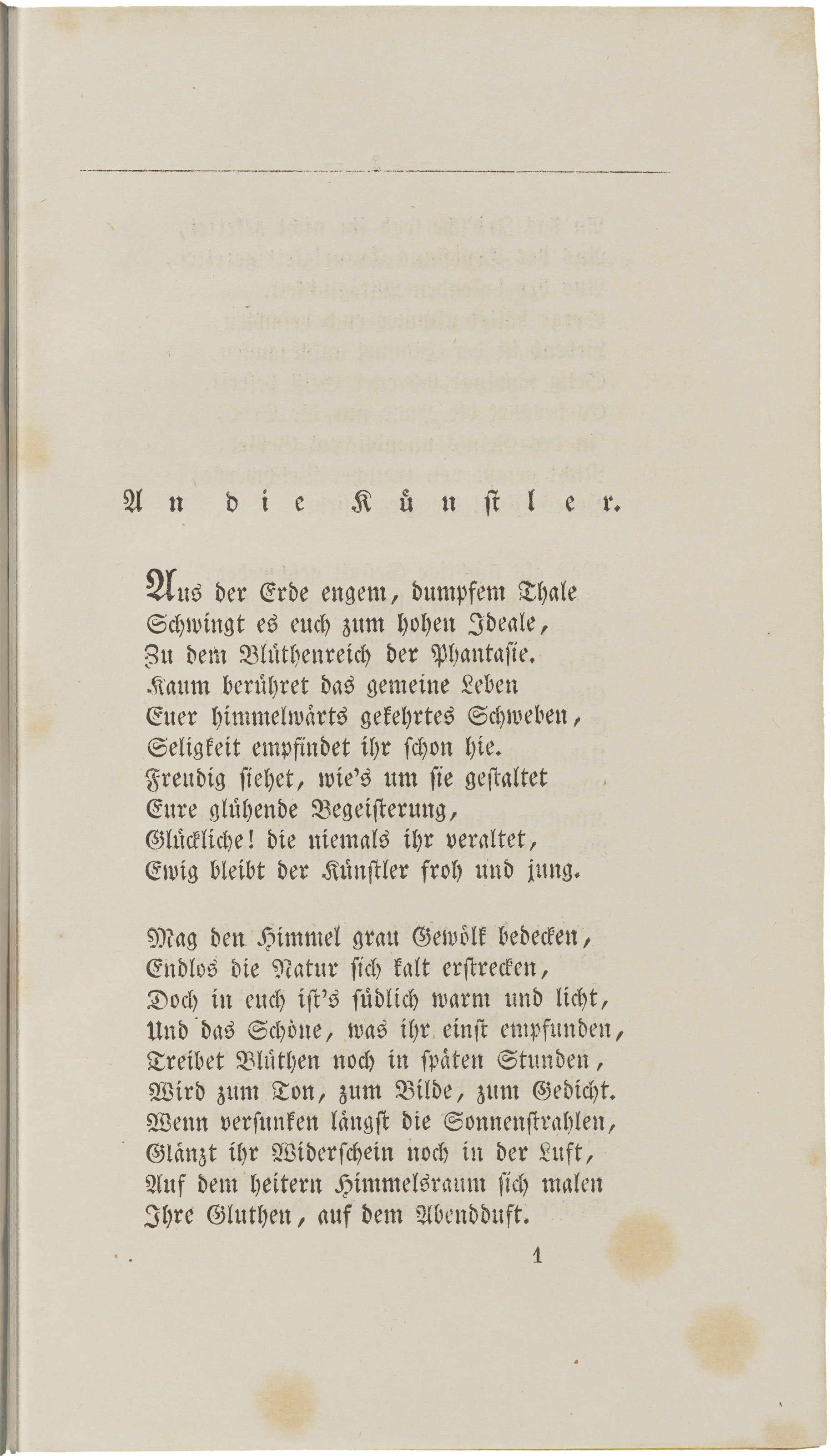 Ludwig I. von Bayern: An die Künstler, 1828