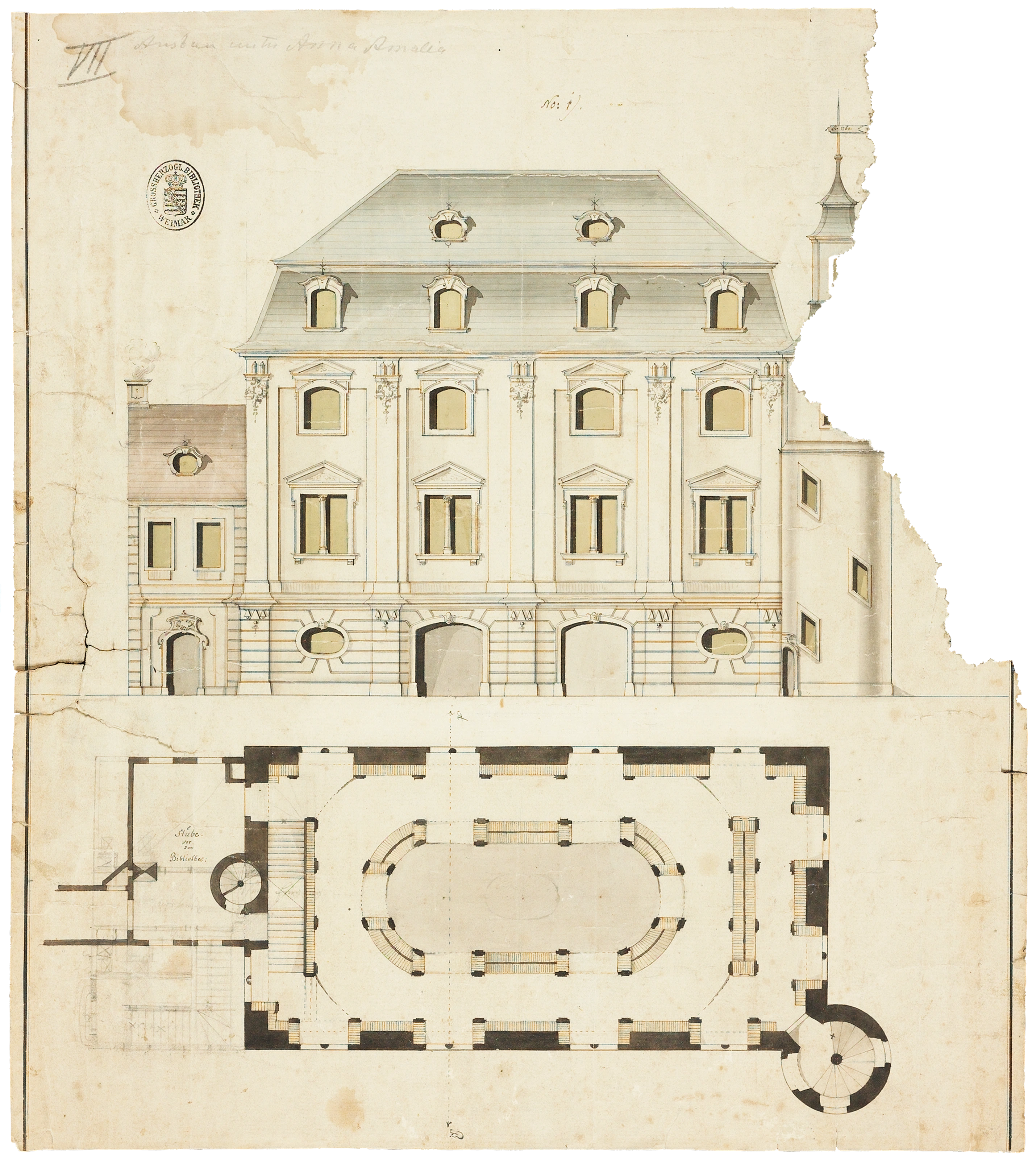 August Friedrich Straßburger: Entwurf für den Rokokosaal der Herzogin Anna Amalia Bibliothek, 1760