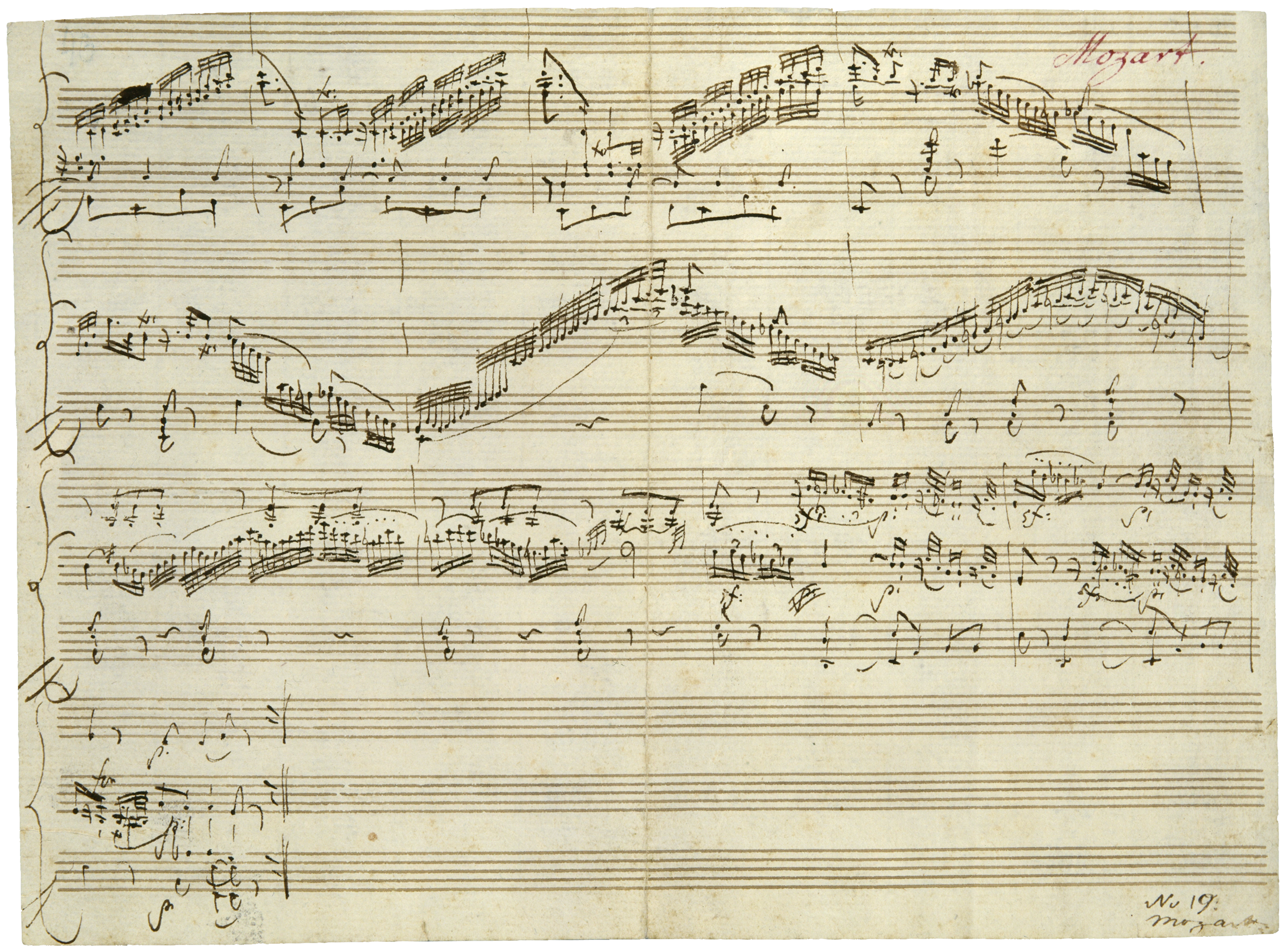 Wolfgang Amadeus Mozart: Fragment c-Moll für Klavier und Violine, 1782 (Rückseite)
