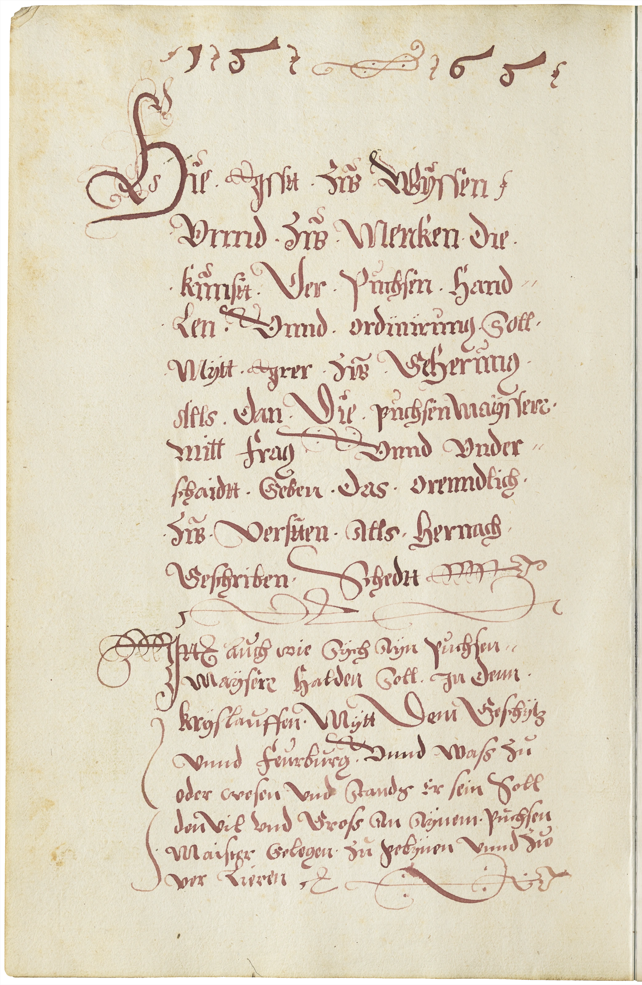 Blatt 10v: Hie Isst Zw Wyssen Vnnd Zw Mercken Die kunst Der Puchsen Handlen vnnd ordinirung (Titel)