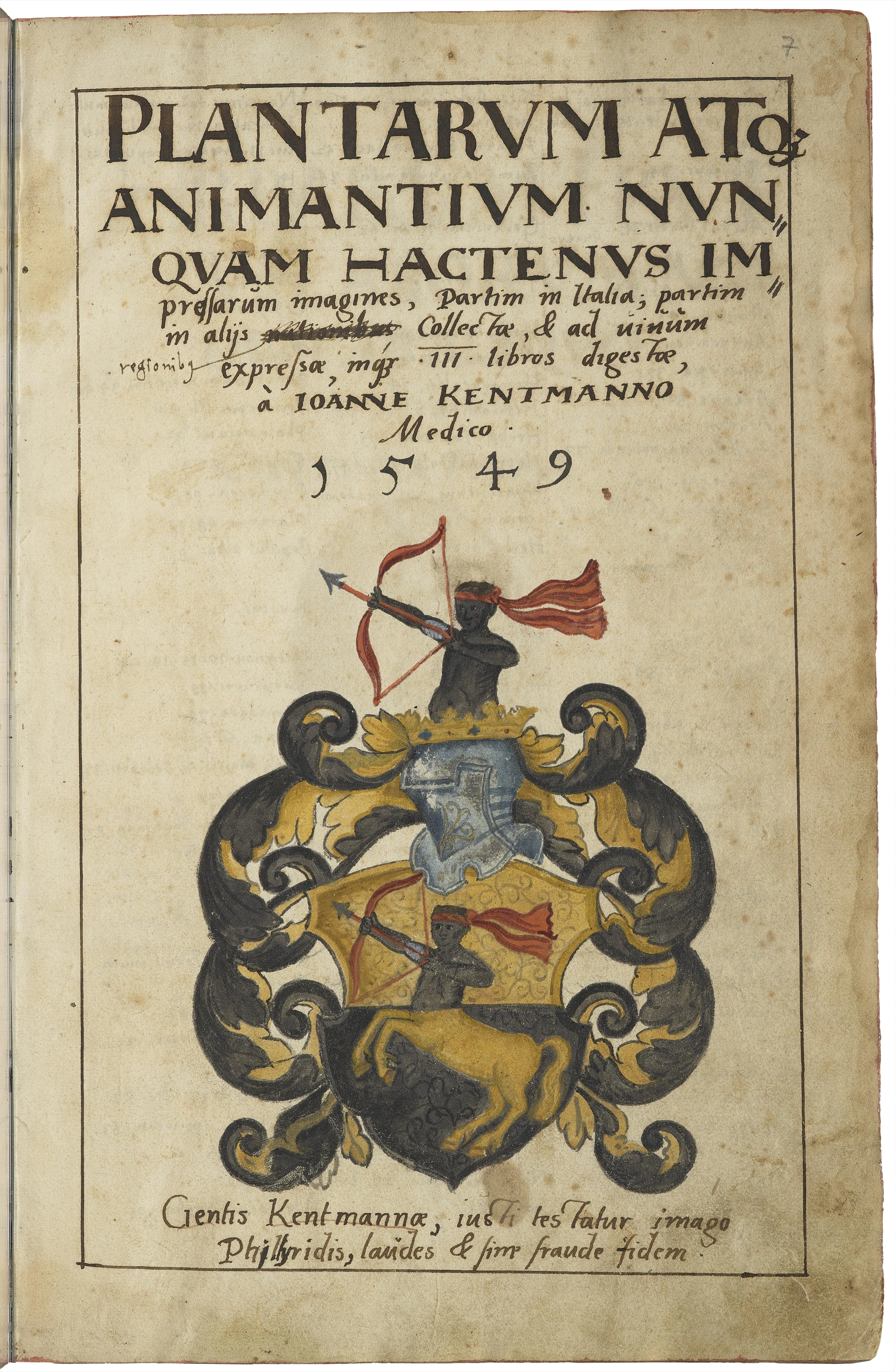 Titelseite mit dem Wappen der Familie Kentmann