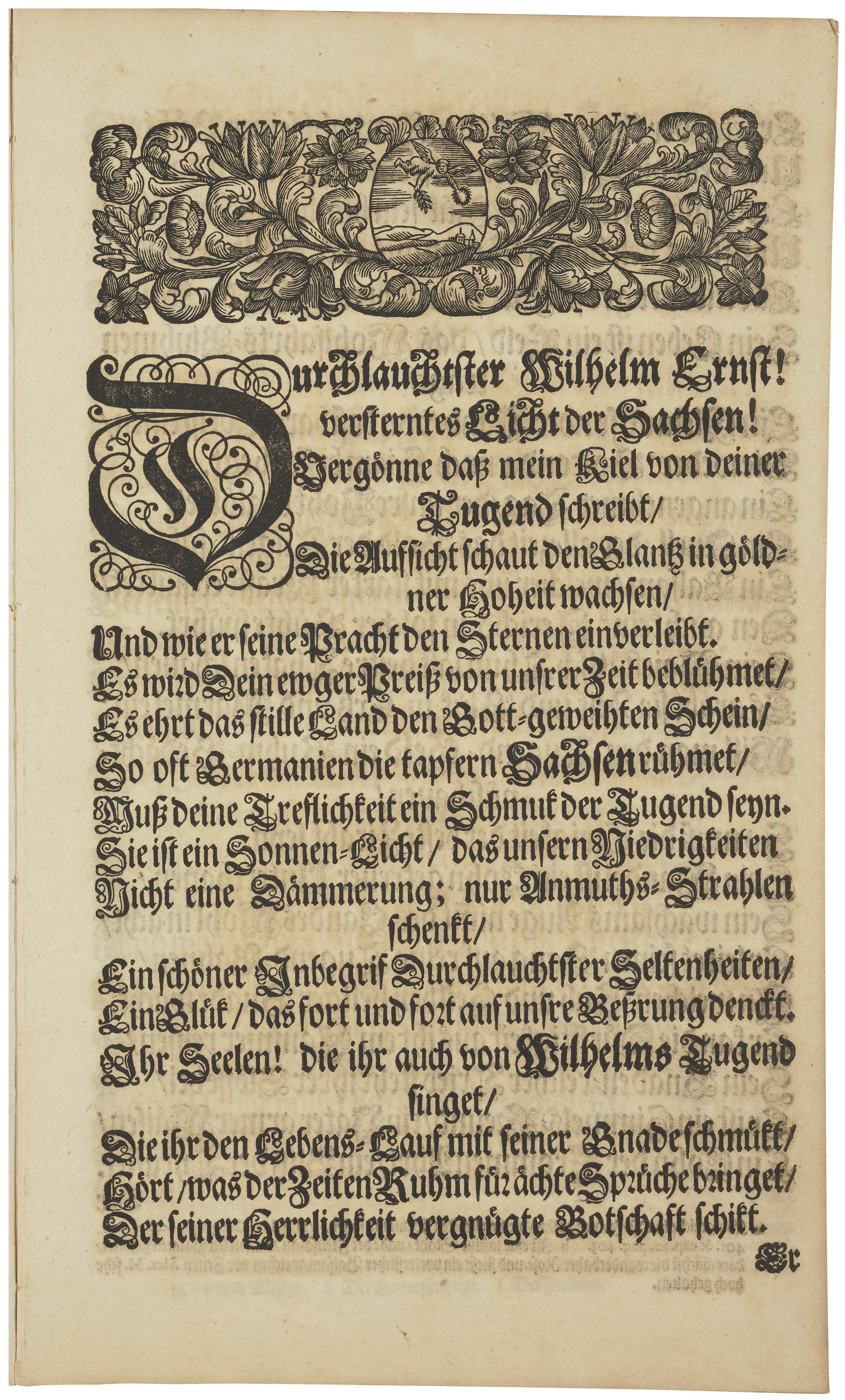 Blatt 3r: Durchlauchtster Wilhem Ernst! versterntes Licht der Sachsen!