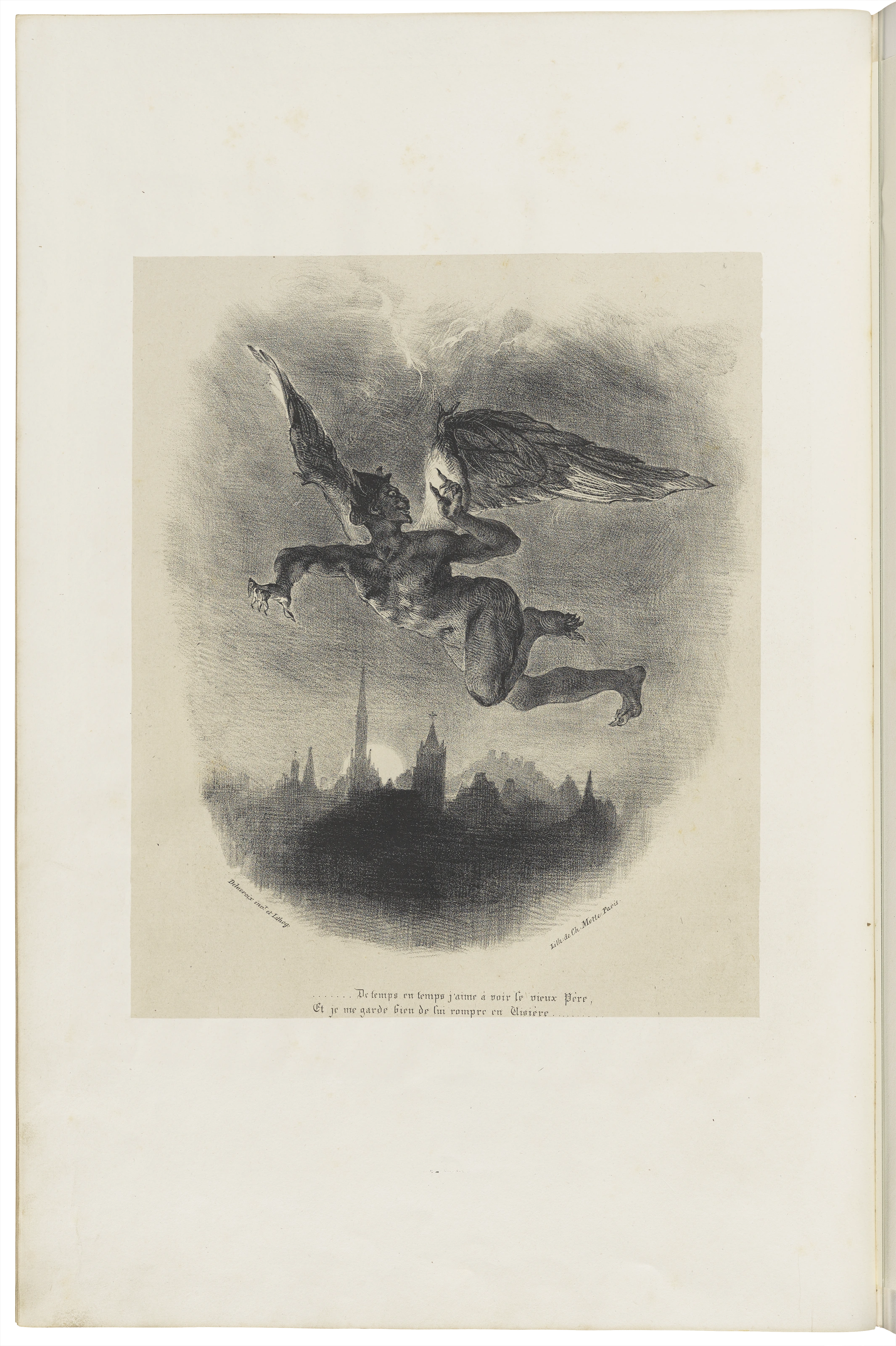 Eugène Delacroix: Mephisto über der Stadt, 1827