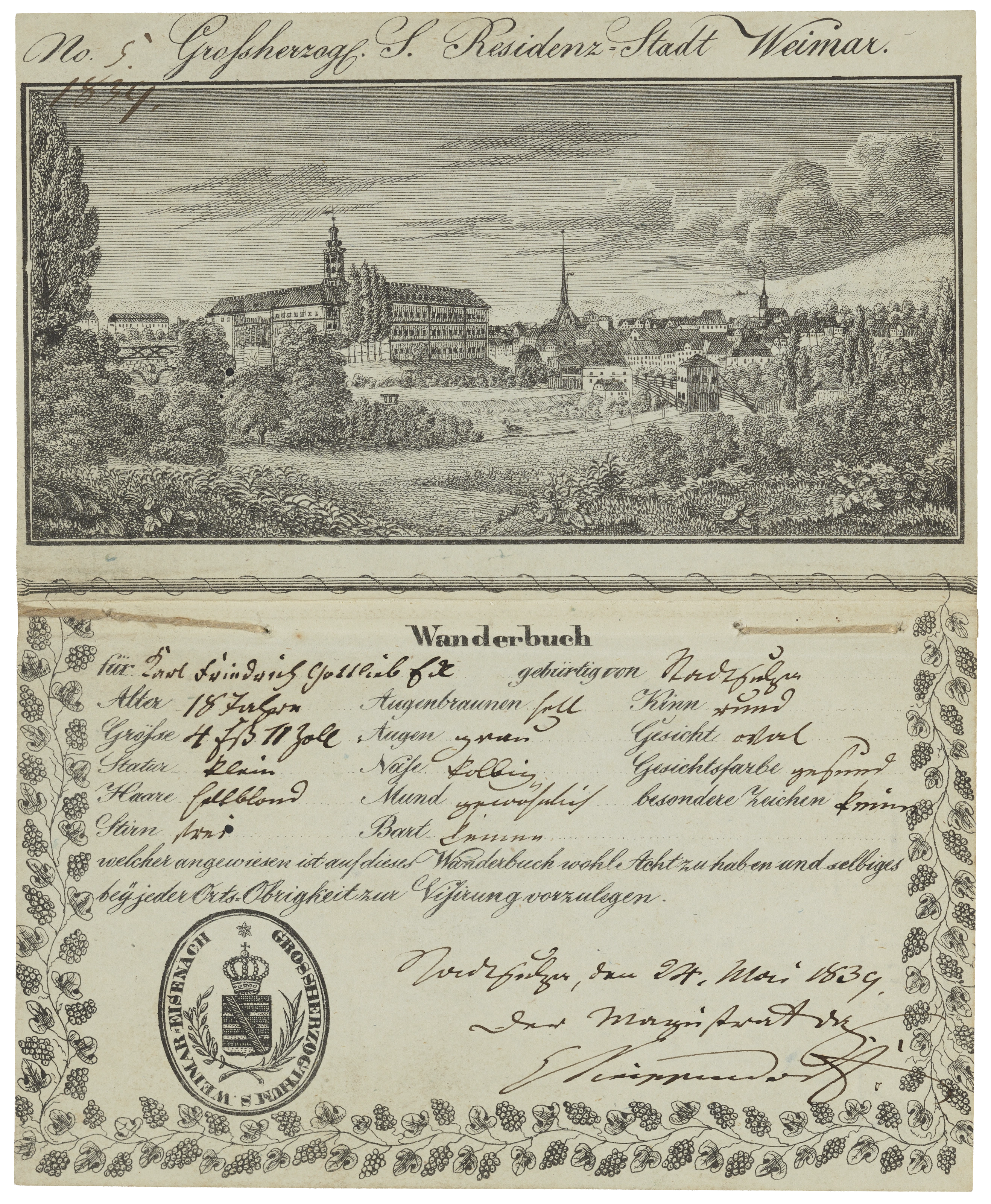 Karl Friedrich Gottlieb Eck: Gesellenwanderbuch, 1839–1842