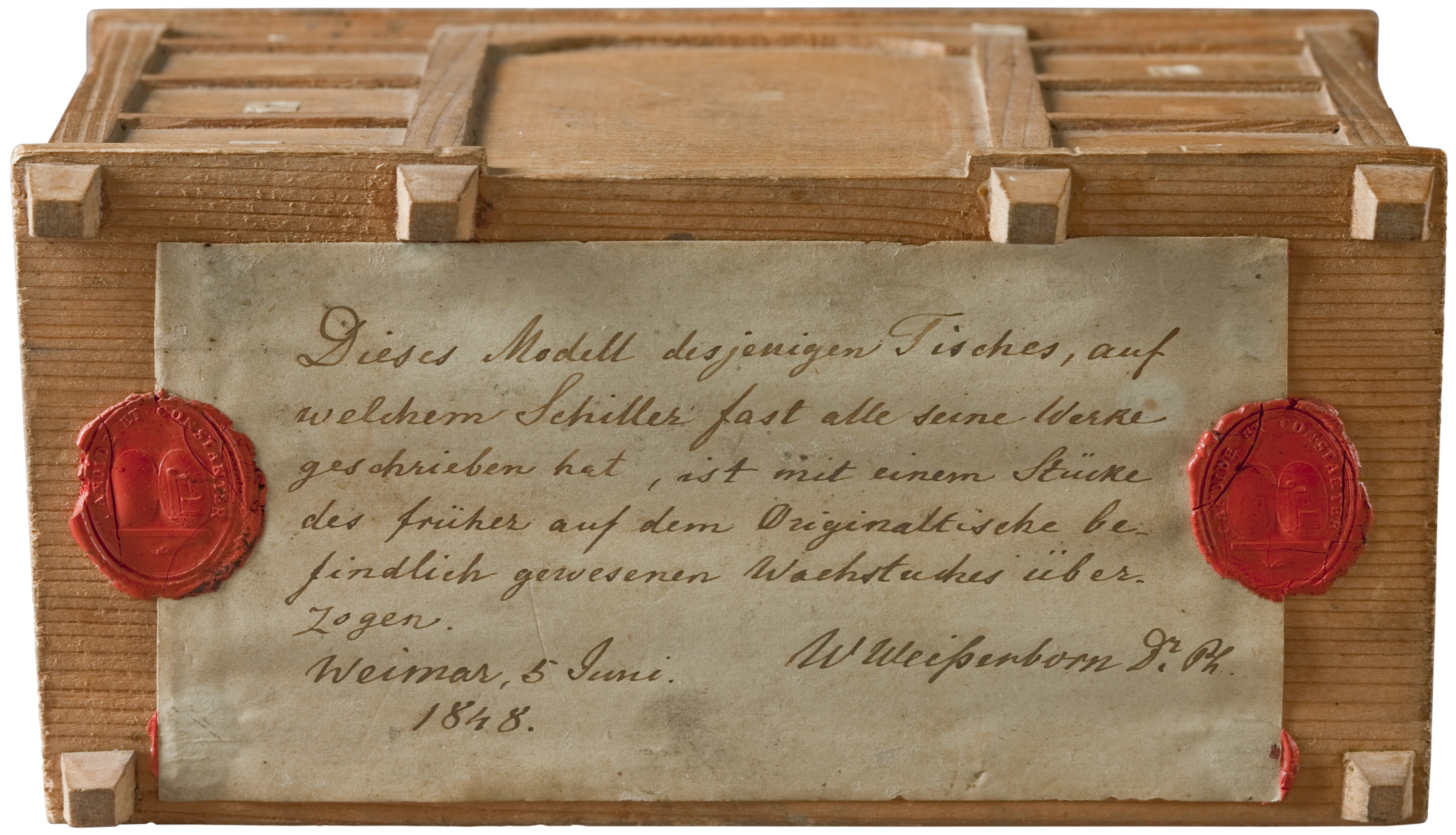 Wilhelm Weißenborn: Echtheitsbestätigung für das originale Stück Wachstuch, 5.6.1848