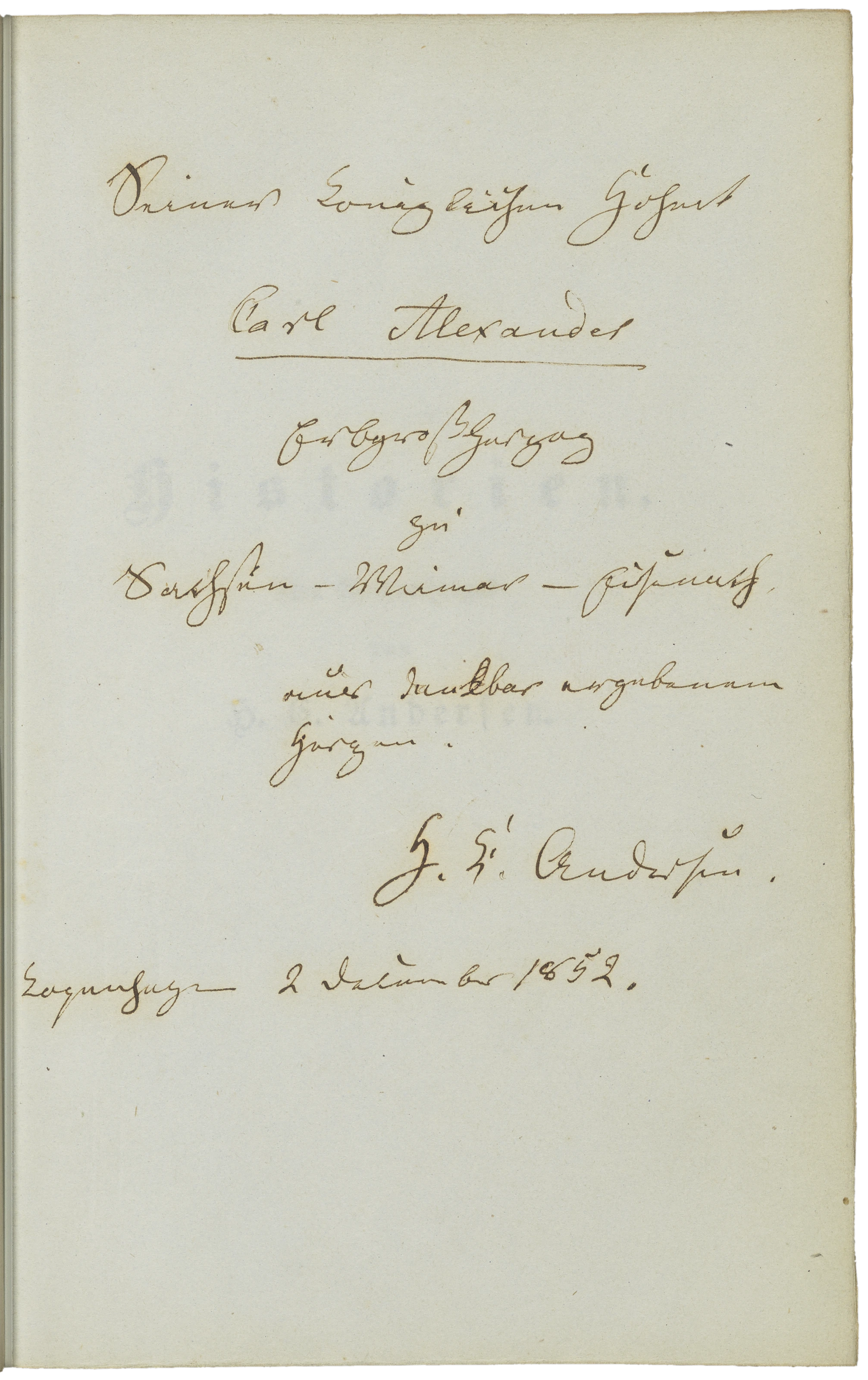 Widmung an den Erbgroßherzog Carl Alexander