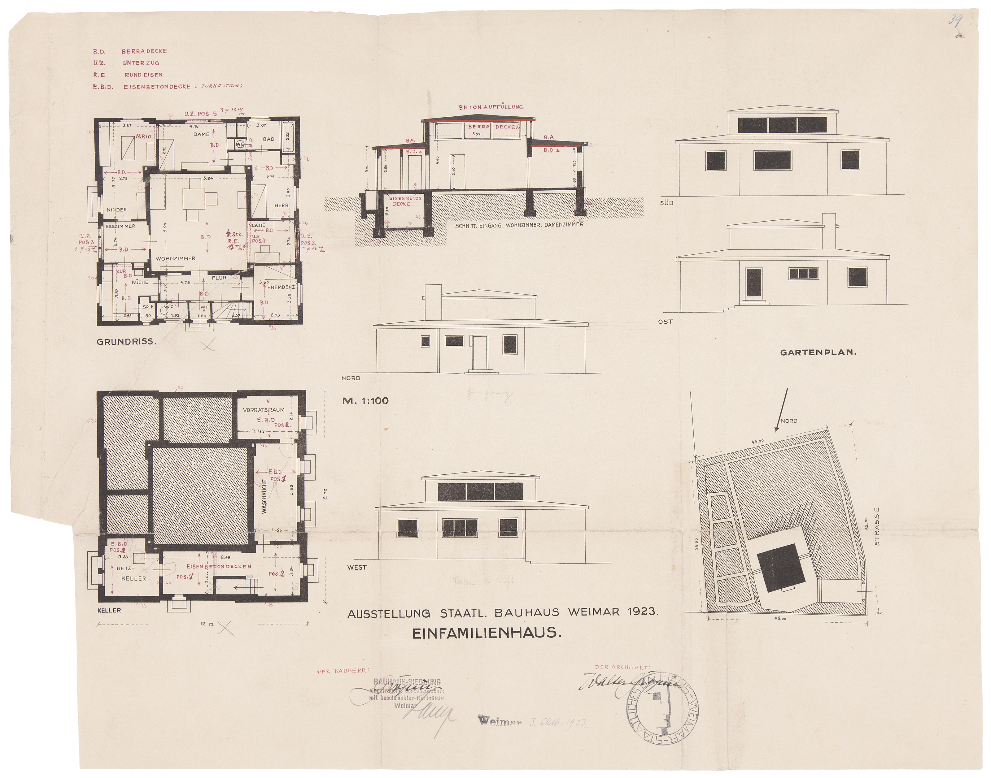 Georg Muche/Walter Gropius/Adolf Meyer: Baugesuch für das Haus Am Horn, 1923