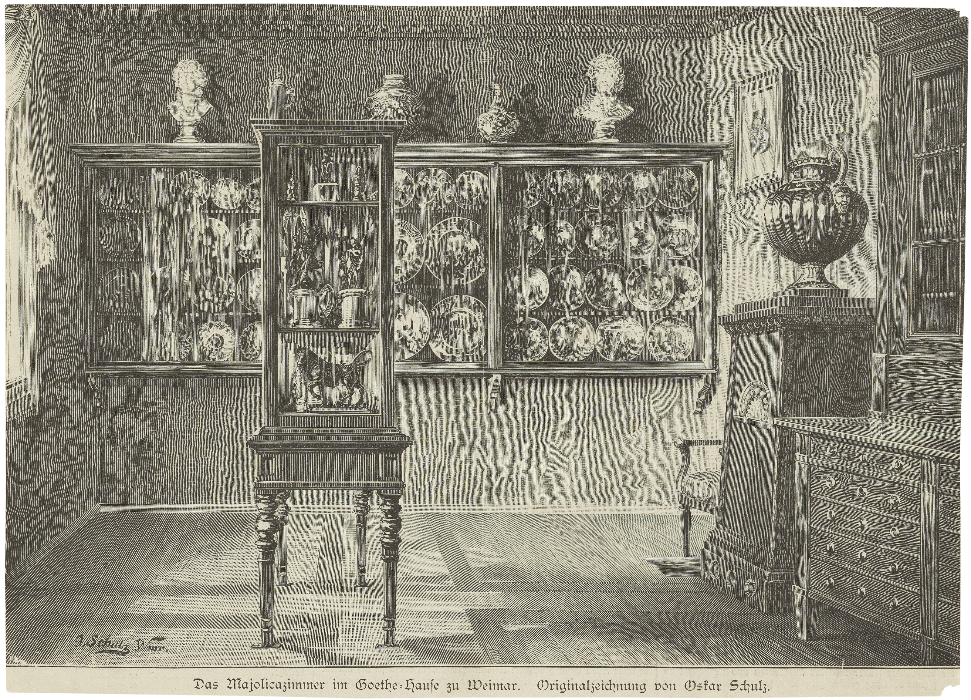 Oskar Schulz: Das Majolicazimmer in Goethe-Hause zu Weimar, 1886