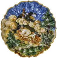 Werkstatt von Virgiliotto Calamelli/Leonardo Bettisi: Buckelschale mit Jupiter und Io, um 1550