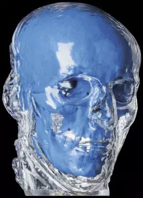 3D-Druck des Schwabe-Schädels über Schillers Totenmaske, 2009