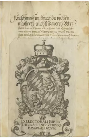 Franz Helm: Büchsenmeister- und Feuerwerkbuch, 1565/1566 (mit dem Wappen des bayerischen Kurfürsten)