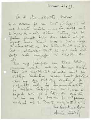 Wassily Kandinsky: Brief an Wilhelm Köhler, 31.10.1923