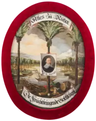 Abraham Richter nach Matthäus Merian: Wappenschild der Fruchtbringenden Gesellschaft, um 1617/1642