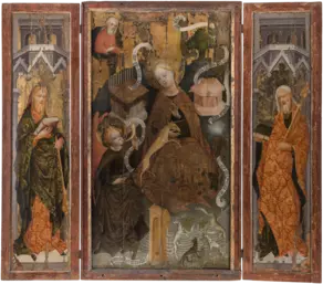 Triptychon mit Einhorn-Verkündigung und Heiligen, um 1430/1440