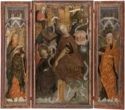 Triptychon mit Einhorn-Verkündigung und Heiligen, um 1430/1440