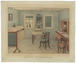 Bernhard von Arnswald: Göthes Studirzimmer, Lithographie, um 1849